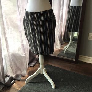 Black and White Striped cotton skirt
